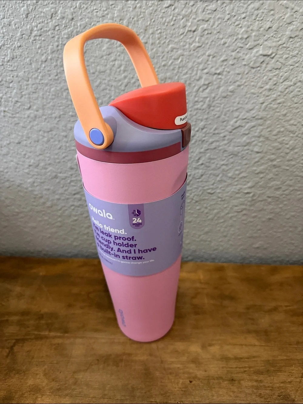 Owala Pink & Lavender Insulated Water Bottle with Carry Handle 40 oz - Picture 1 of 4